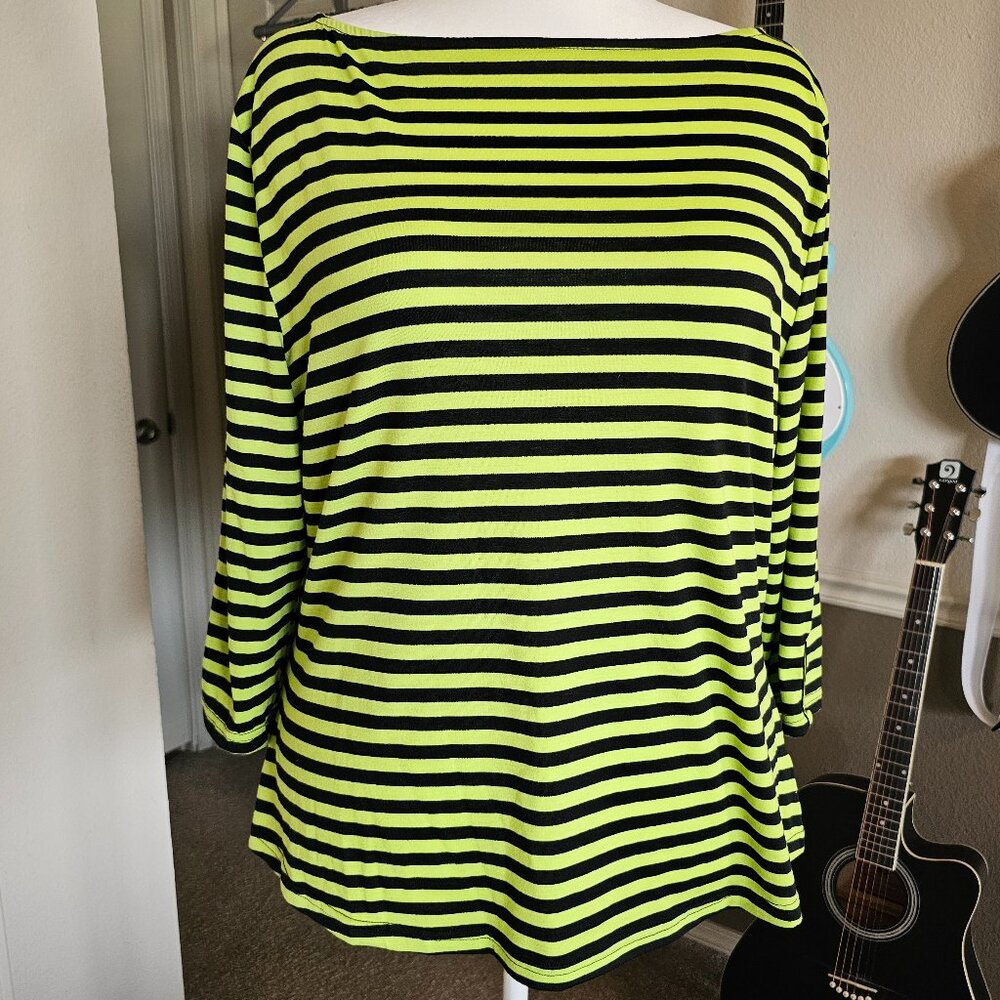 Striped Green and Black Unique Vintage Top